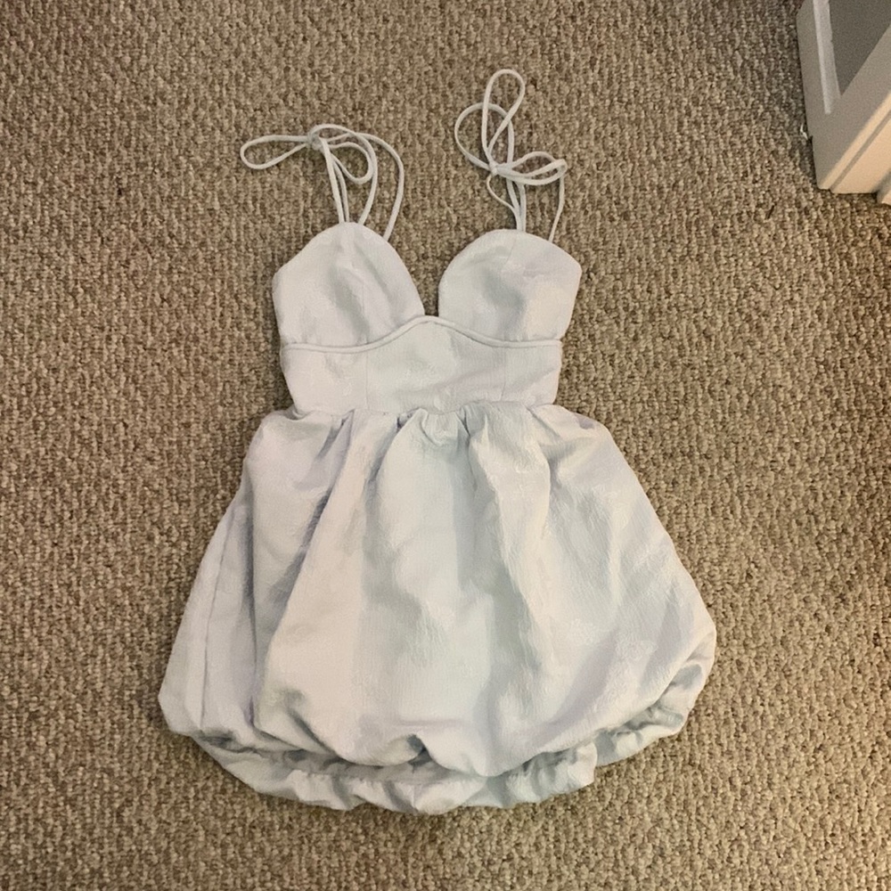 Light Blue Tie Sleeve Mini Dress